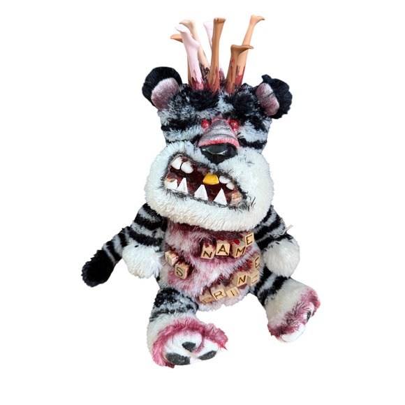 Hand made horror black and white tiger prince oddity weird scary blood gore